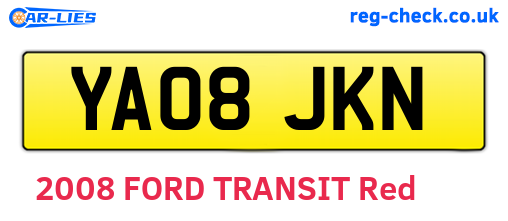 YA08JKN are the vehicle registration plates.