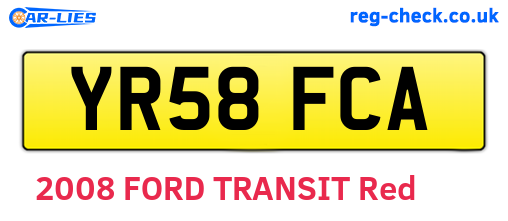 YR58FCA are the vehicle registration plates.