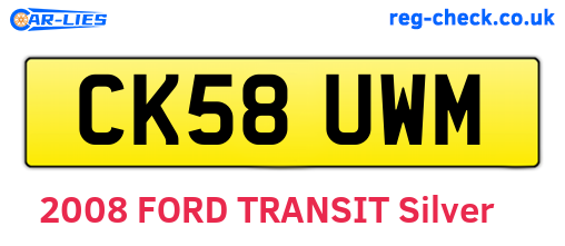 CK58UWM are the vehicle registration plates.