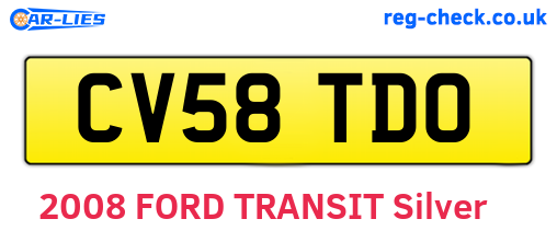 CV58TDO are the vehicle registration plates.