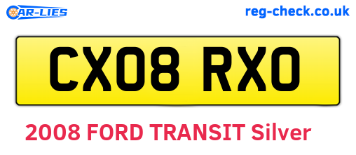 CX08RXO are the vehicle registration plates.