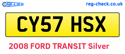 CY57HSX are the vehicle registration plates.