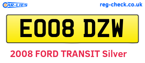 EO08DZW are the vehicle registration plates.