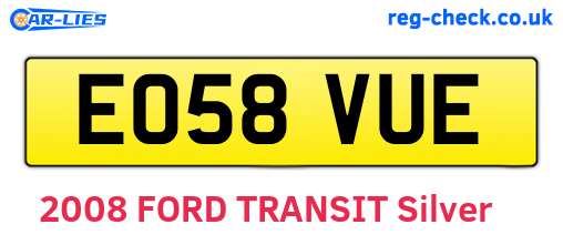 EO58VUE are the vehicle registration plates.