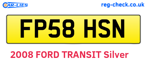 FP58HSN are the vehicle registration plates.