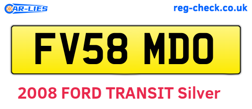 FV58MDO are the vehicle registration plates.