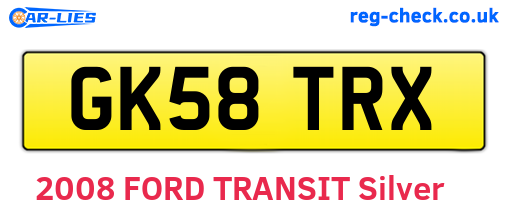 GK58TRX are the vehicle registration plates.