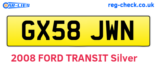 GX58JWN are the vehicle registration plates.