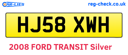 HJ58XWH are the vehicle registration plates.