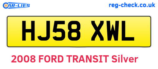 HJ58XWL are the vehicle registration plates.