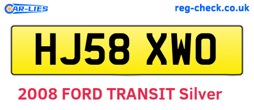 HJ58XWO are the vehicle registration plates.