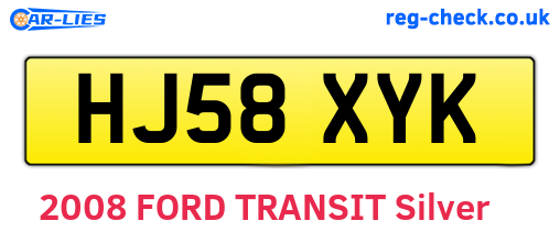 HJ58XYK are the vehicle registration plates.