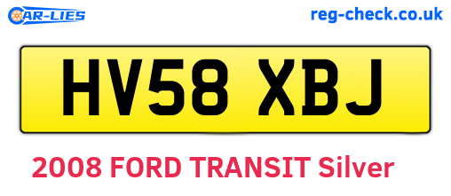 HV58XBJ are the vehicle registration plates.