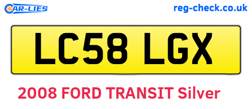 LC58LGX are the vehicle registration plates.