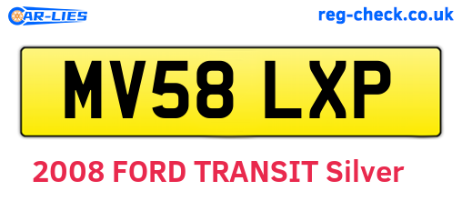 MV58LXP are the vehicle registration plates.