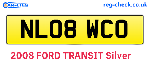 NL08WCO are the vehicle registration plates.