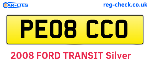 PE08CCO are the vehicle registration plates.