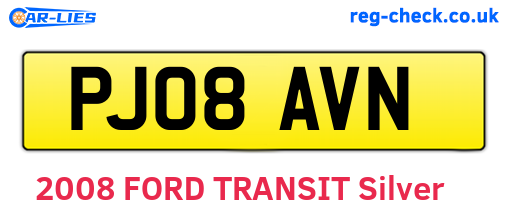 PJ08AVN are the vehicle registration plates.