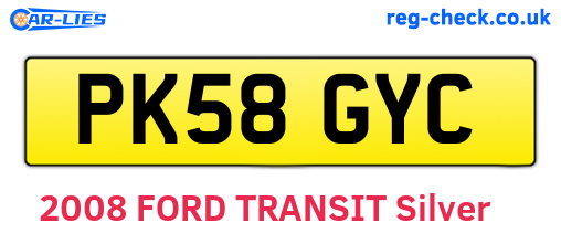 PK58GYC are the vehicle registration plates.