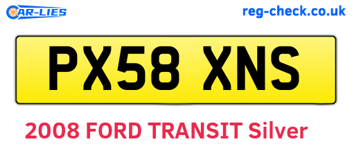 PX58XNS are the vehicle registration plates.