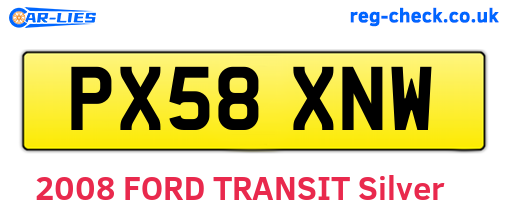 PX58XNW are the vehicle registration plates.