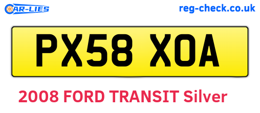 PX58XOA are the vehicle registration plates.