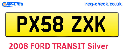 PX58ZXK are the vehicle registration plates.