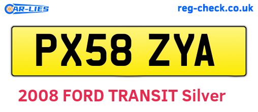 PX58ZYA are the vehicle registration plates.