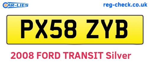 PX58ZYB are the vehicle registration plates.