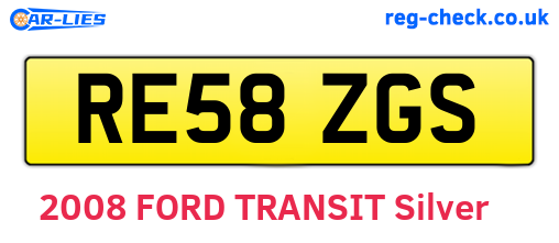 RE58ZGS are the vehicle registration plates.