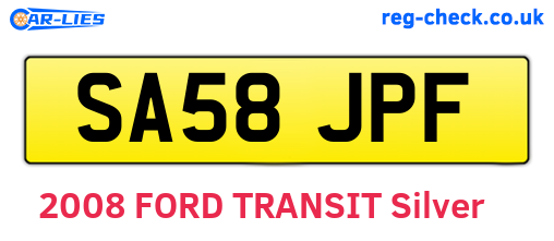 SA58JPF are the vehicle registration plates.
