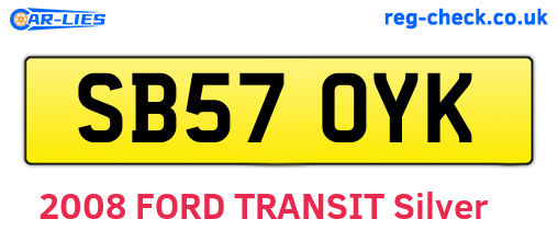 SB57OYK are the vehicle registration plates.