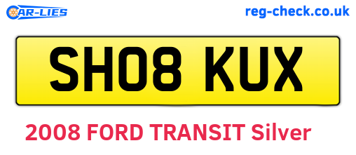SH08KUX are the vehicle registration plates.