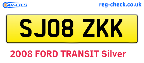 SJ08ZKK are the vehicle registration plates.