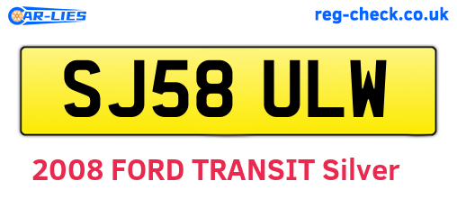 SJ58ULW are the vehicle registration plates.
