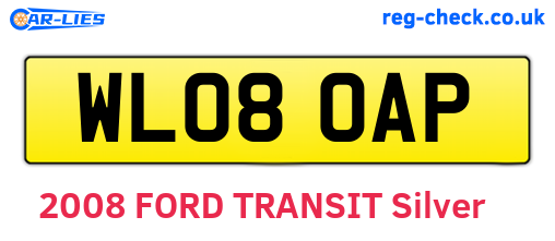WL08OAP are the vehicle registration plates.
