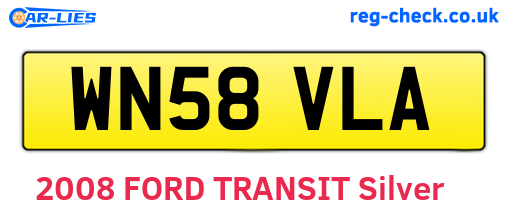 WN58VLA are the vehicle registration plates.
