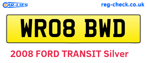 WR08BWD are the vehicle registration plates.