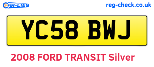 YC58BWJ are the vehicle registration plates.
