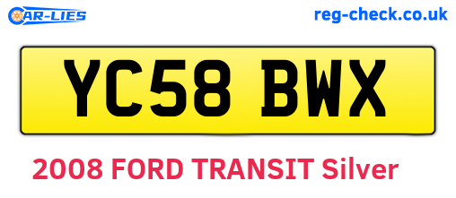 YC58BWX are the vehicle registration plates.