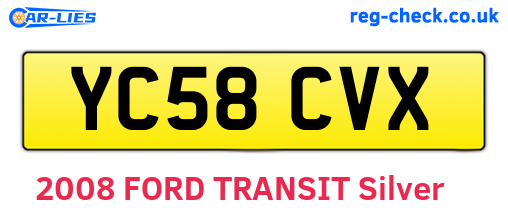 YC58CVX are the vehicle registration plates.