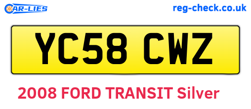 YC58CWZ are the vehicle registration plates.