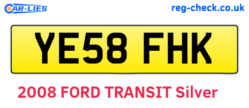 YE58FHK are the vehicle registration plates.