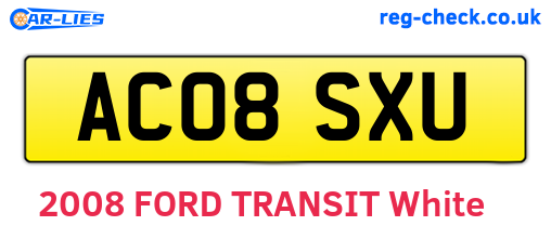 AC08SXU are the vehicle registration plates.