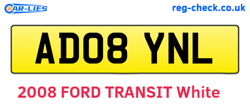 AD08YNL are the vehicle registration plates.