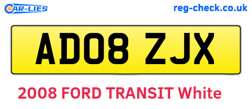 AD08ZJX are the vehicle registration plates.