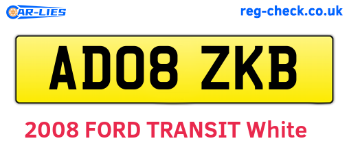 AD08ZKB are the vehicle registration plates.