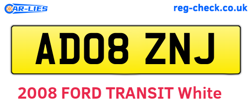 AD08ZNJ are the vehicle registration plates.