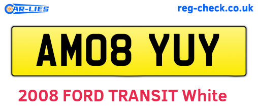 AM08YUY are the vehicle registration plates.