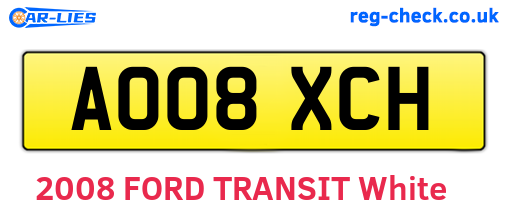 AO08XCH are the vehicle registration plates.